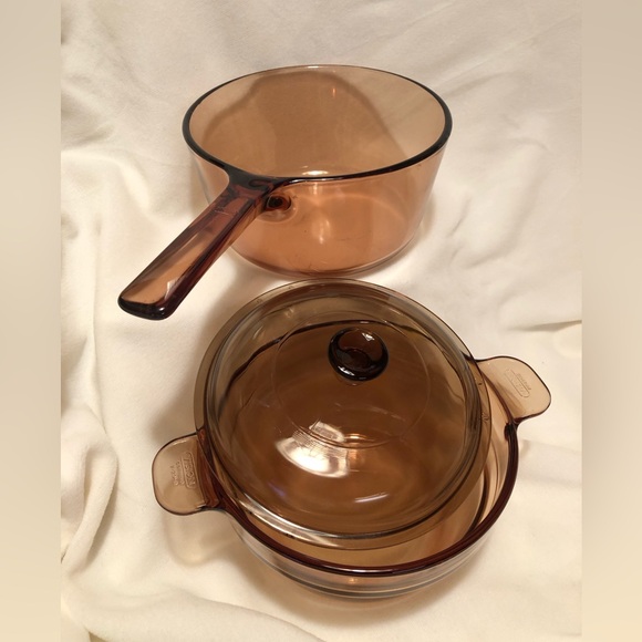 10209 Amber Vision Pyrex Corning Ware 1.5L Quart Sauce Pan Double Boiler w/ Lid - Picture 3 of 16